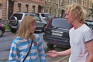 Young Blonde Gives Good Deeptroat Blowjob To One Strange Dude